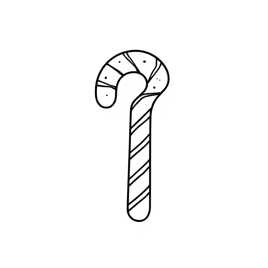 Candy a candy cane — easy candy coloring page (ages 2–5)