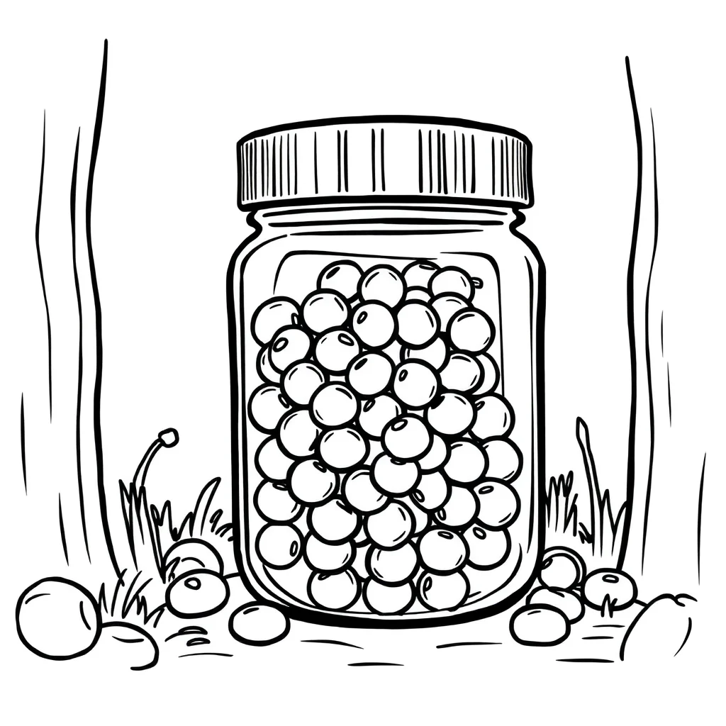 Candy a jar of candy peeking from behind something — classic candy coloring page (ages 5–10)