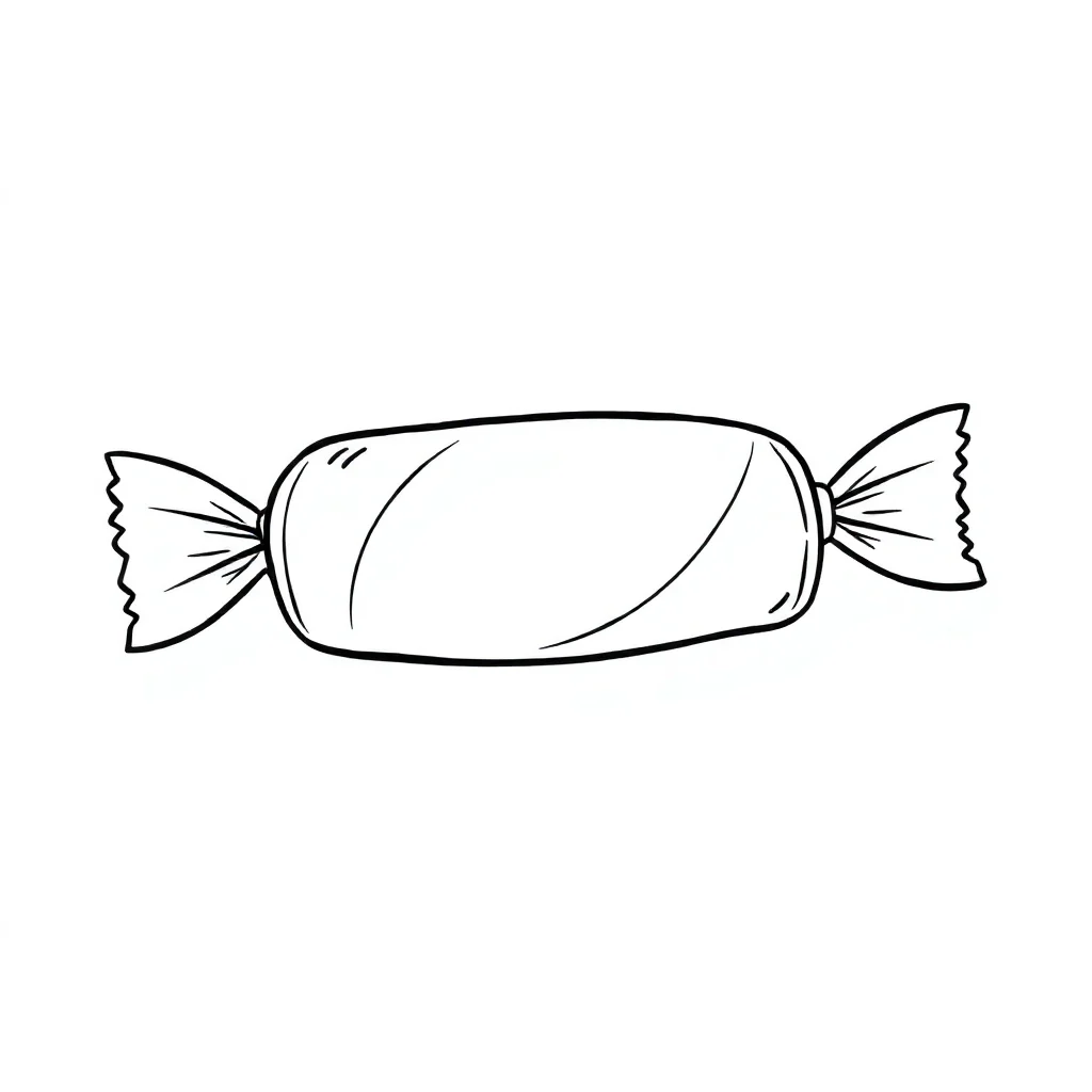 Candy a wrapped candy — easy candy coloring page (ages 2–5)