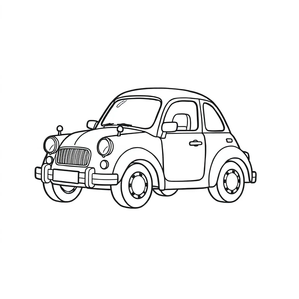 Cars a cute car running — easy cars coloring page (ages 2–5)
