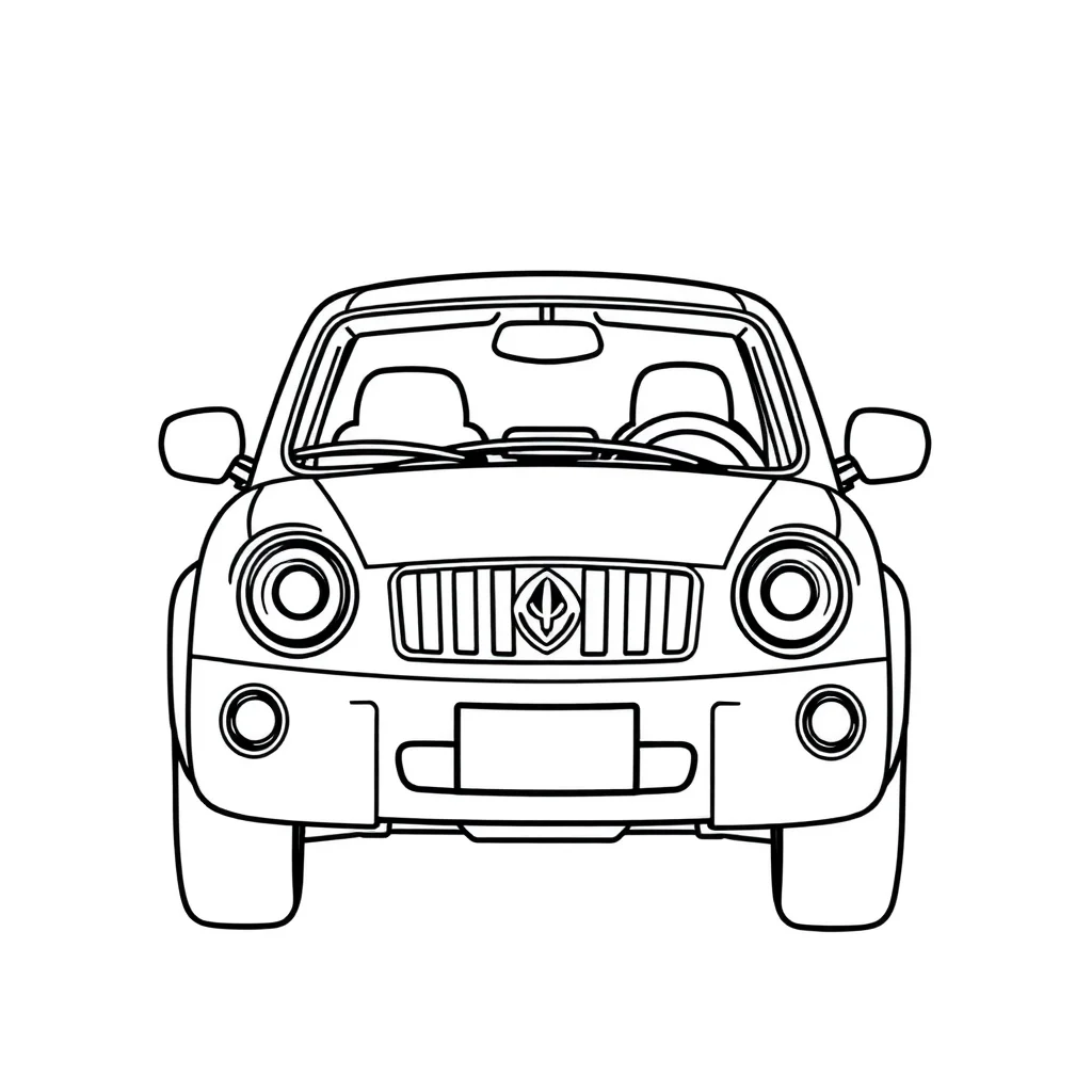 Cars a family car — easy cars coloring page (ages 2–5)