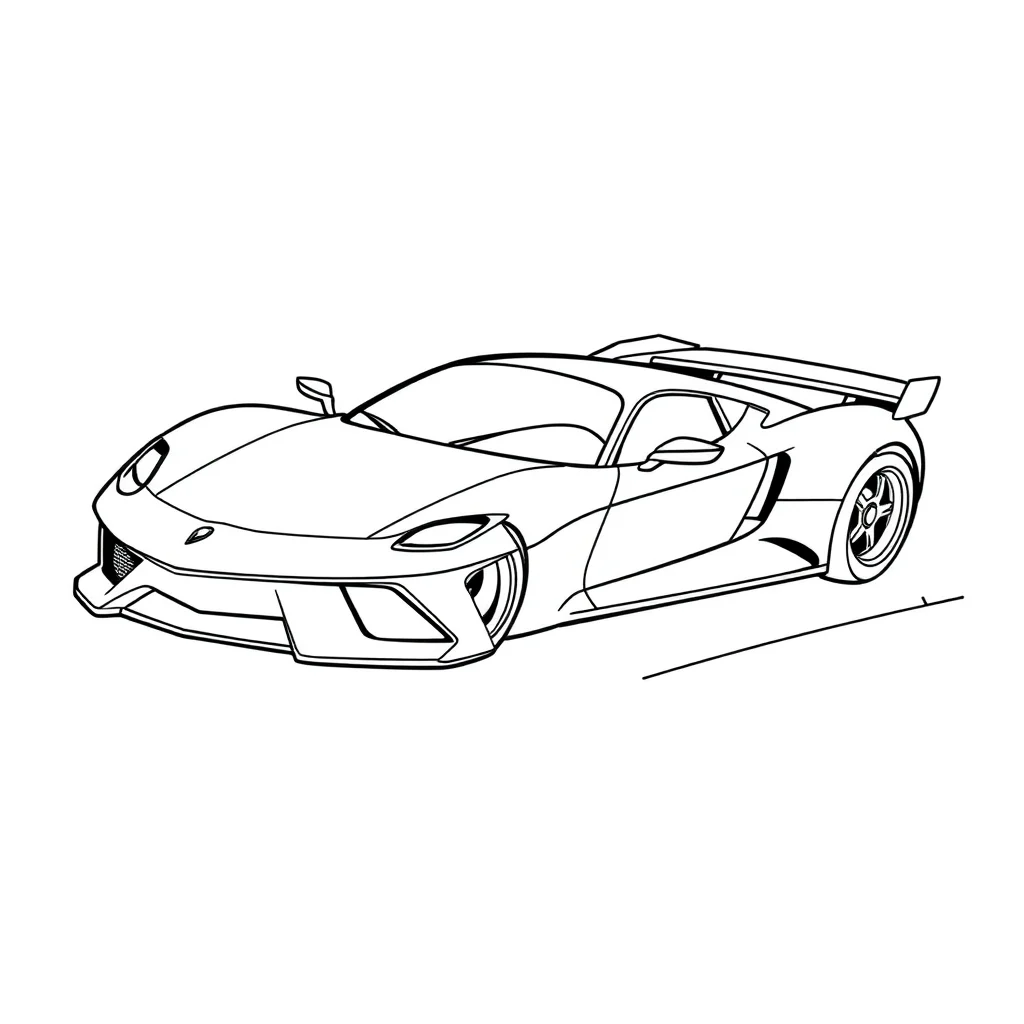 Cars a sports car flying — easy cars coloring page (ages 2–5)