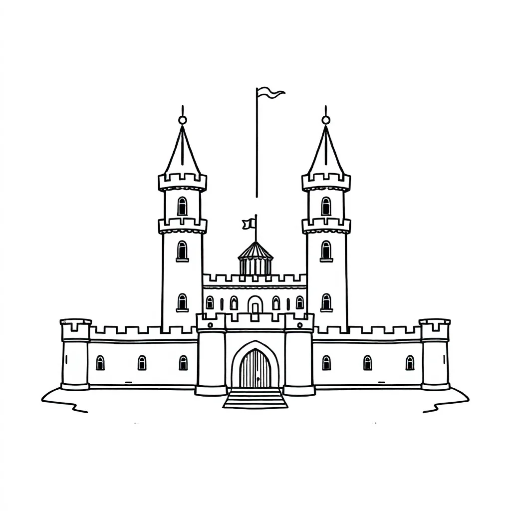 Castles a castle with towers — easy castles coloring page (ages 2–5)