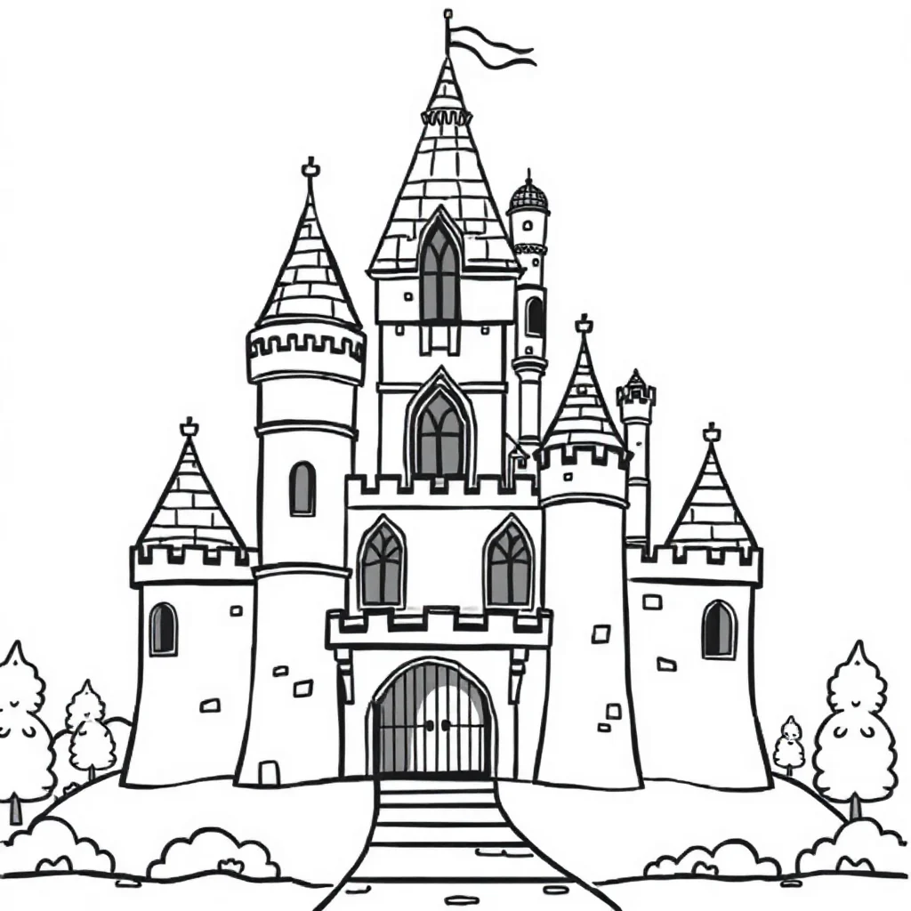 Castles a fairy tale castle — easy castles coloring page (ages 2–5)