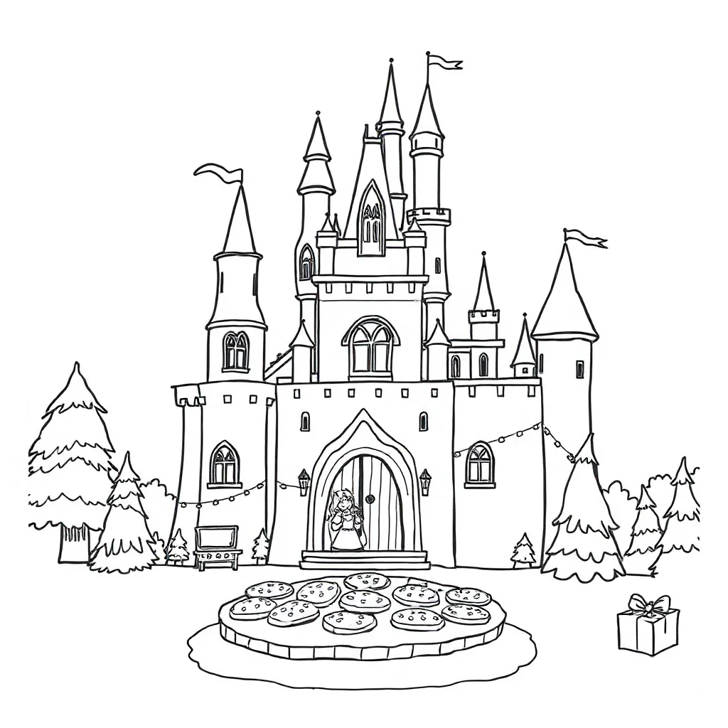 Castles a magical castle baking cookies — classic castles coloring page (ages 5–10)