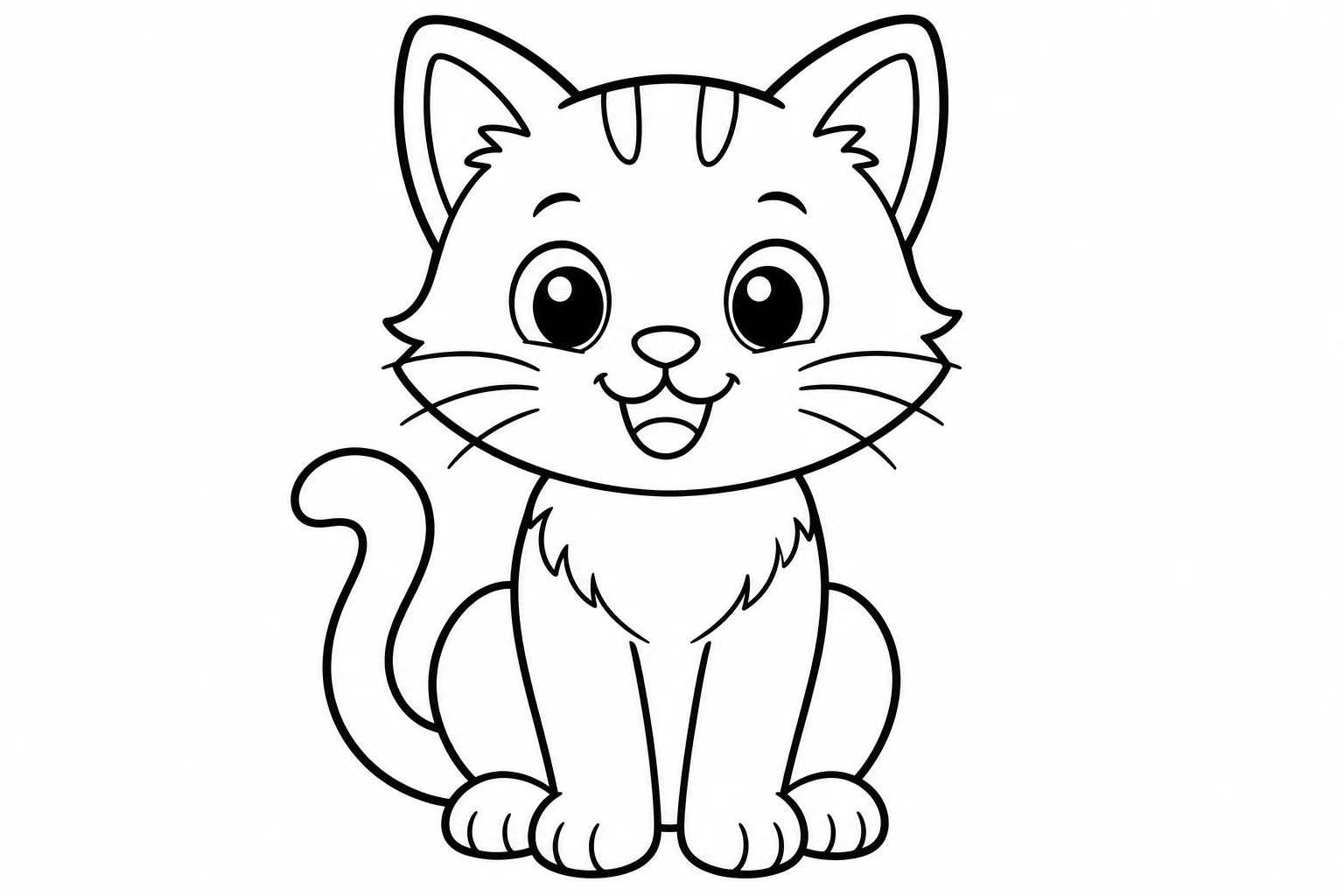 Cats cute sitting — easy cats coloring page (ages 2–5)
