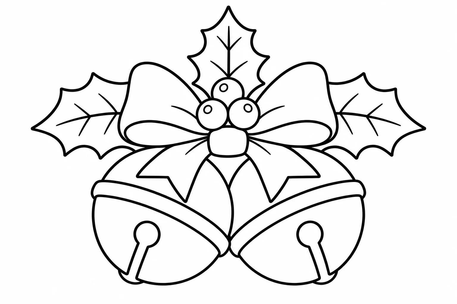 Christmas bells holly — classic christmas coloring page (ages 5–10)