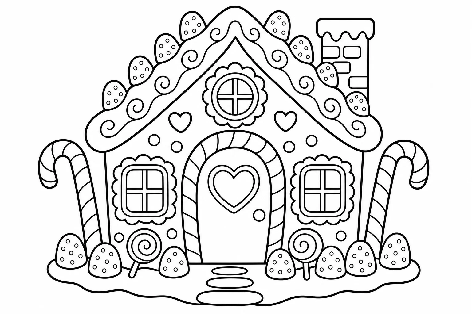 Christmas gingerbread house — classic christmas coloring page (ages 5–10)