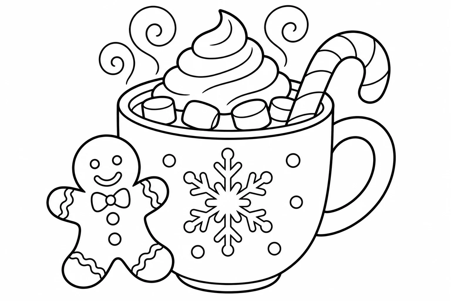 Christmas hot cocoa — classic christmas coloring page (ages 5–10)