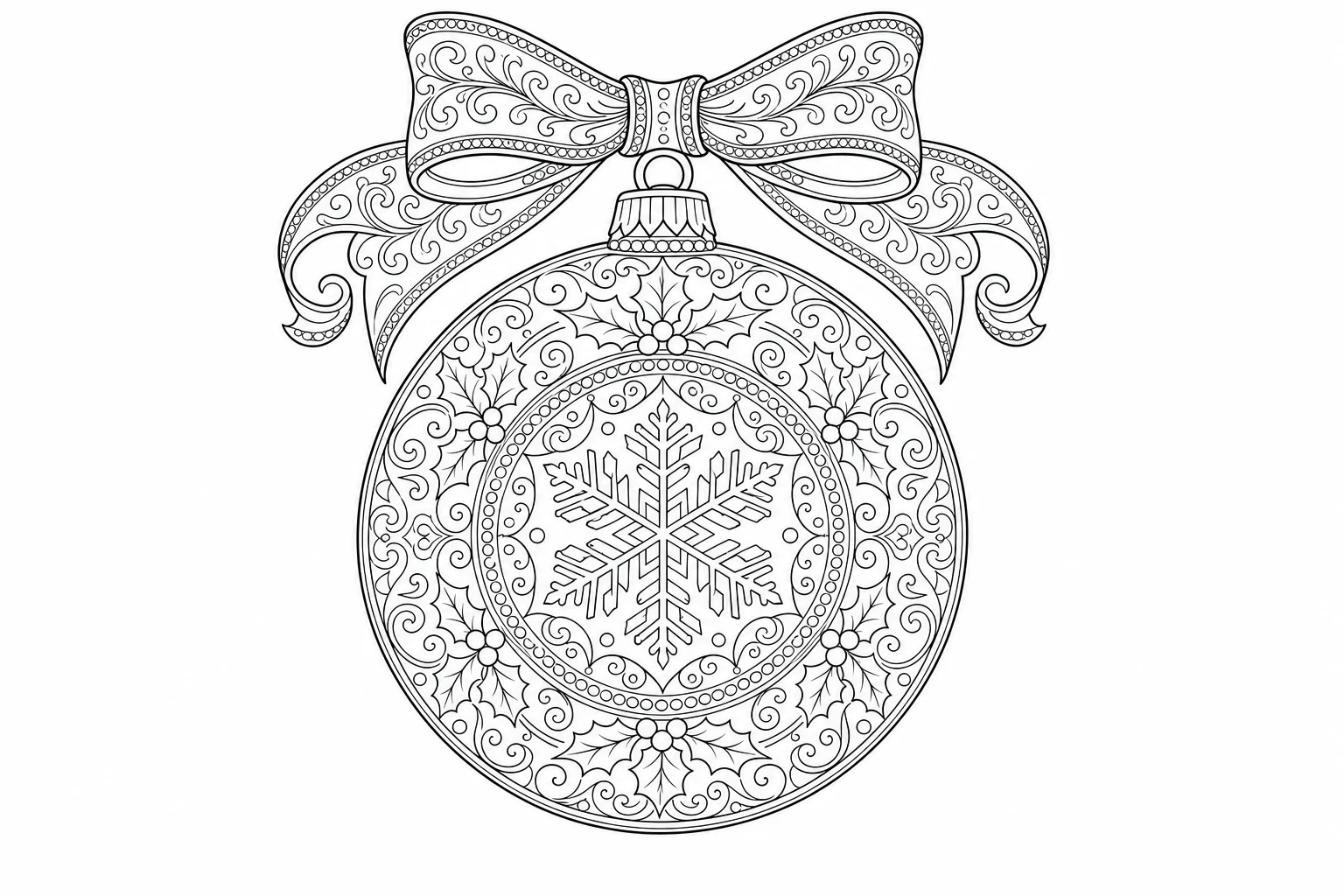 Christmas ornament mandala — detailed christmas coloring page (ages 9+ & adults)