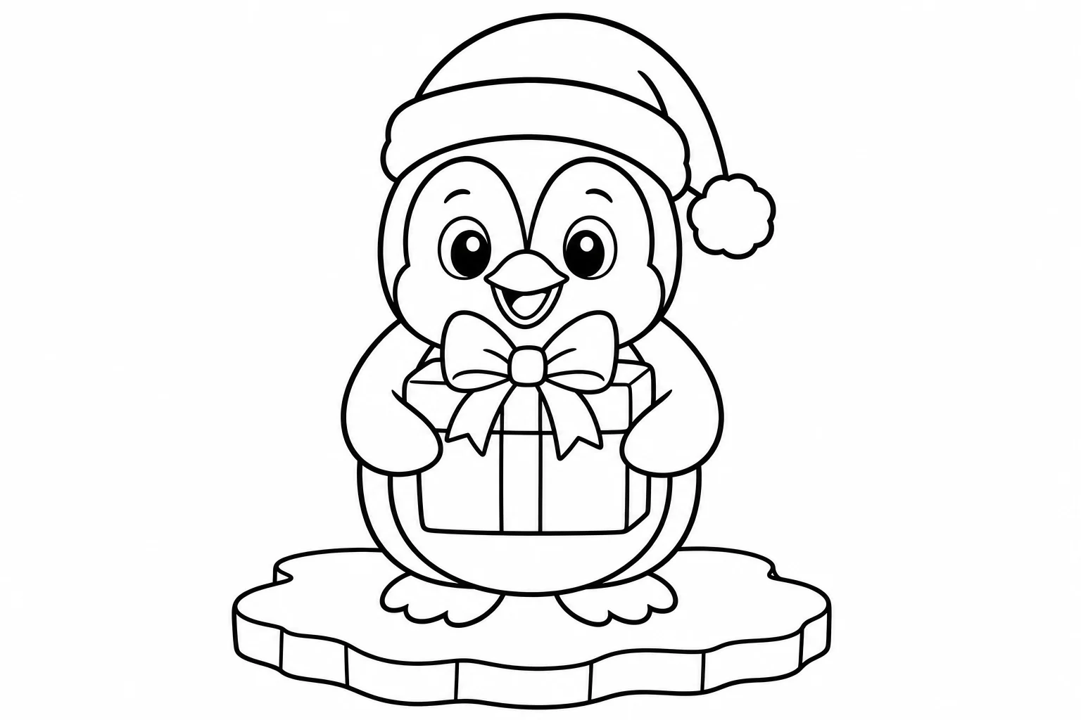 Christmas penguin santa hat — classic christmas coloring page (ages 5–10)