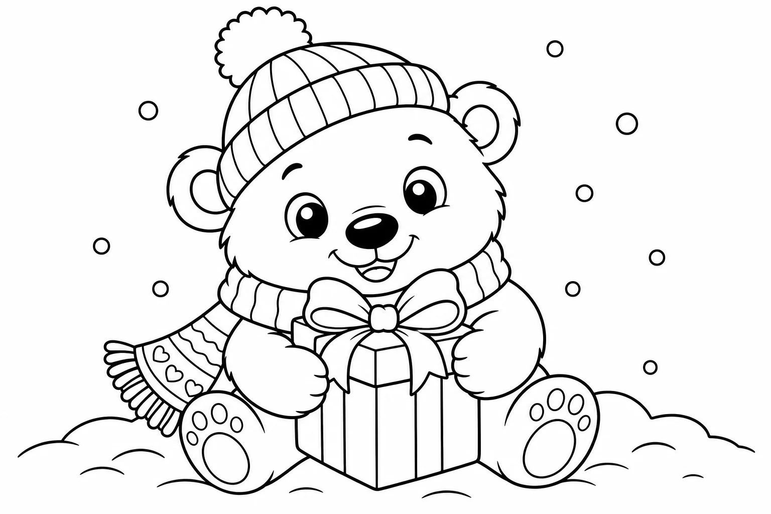 Christmas polar bear — classic christmas coloring page (ages 5–10)