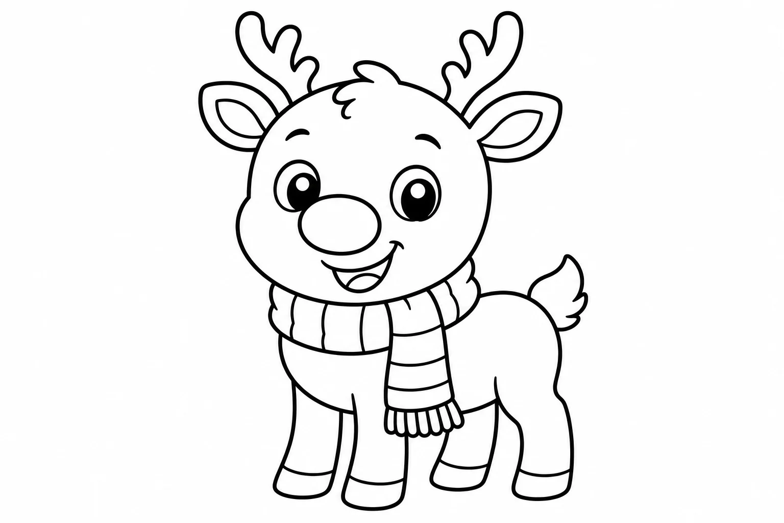 Christmas reindeer scarf — classic christmas coloring page (ages 5–10)