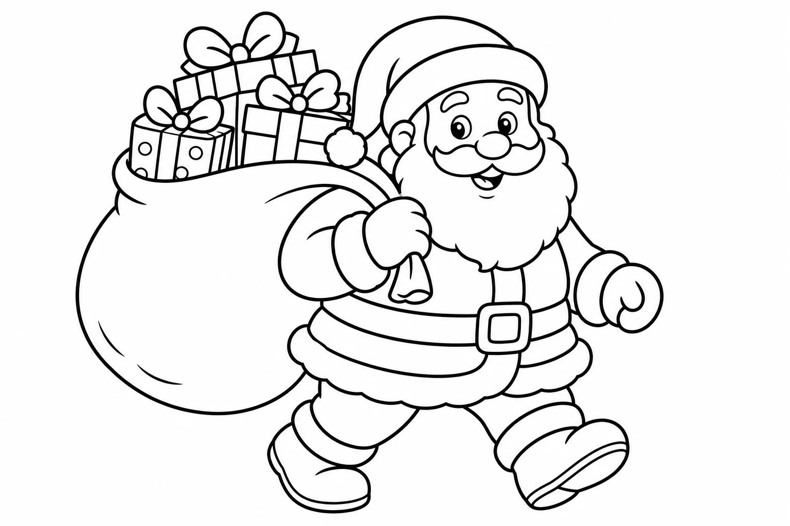 Christmas santa gift sack — classic christmas coloring page (ages 5–10)