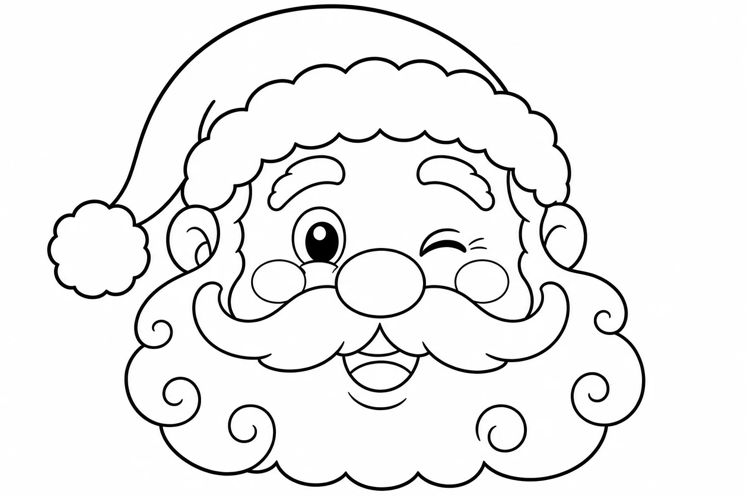 Christmas santa portrait — classic christmas coloring page (ages 5–10)