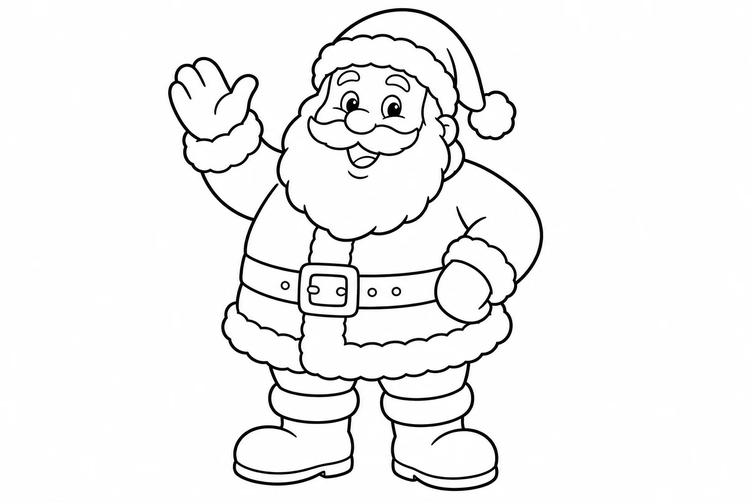 Christmas santa waving — classic christmas coloring page (ages 5–10)