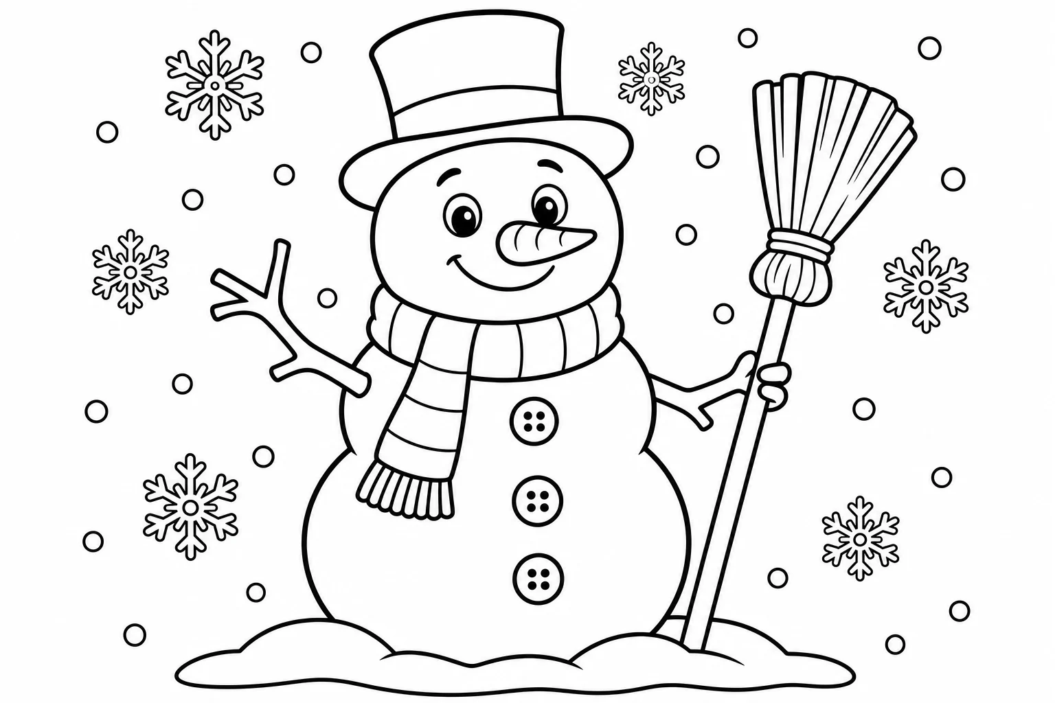 Christmas snowman top hat — classic christmas coloring page (ages 5–10)