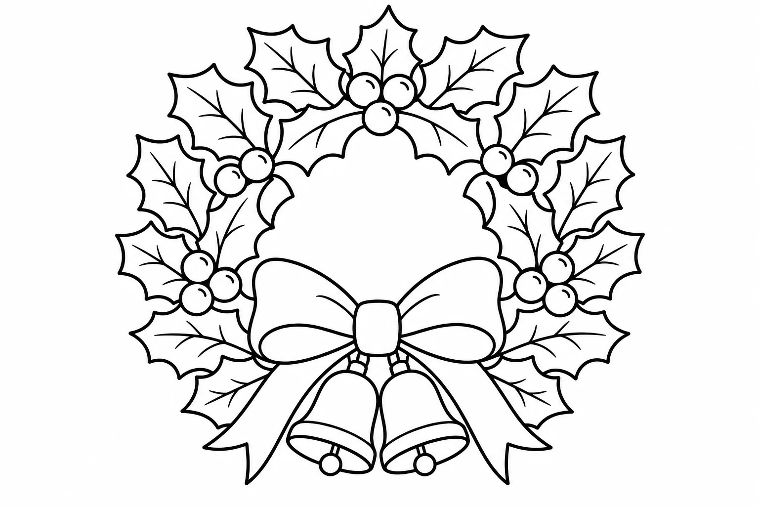 Christmas wreath bow — classic christmas coloring page (ages 5–10)