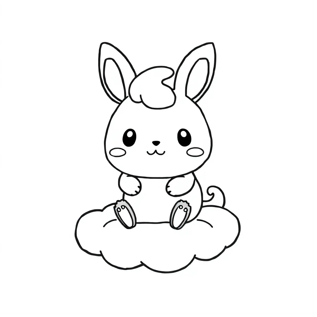 Cinnamoroll cinnamoroll sitting on a cloud — easy cinnamoroll coloring page (ages 2–5)