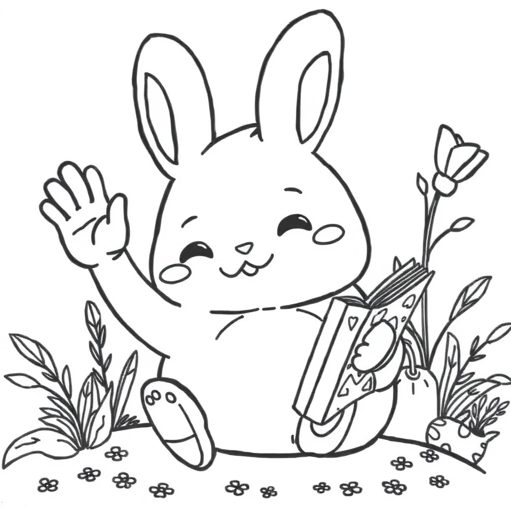 Cinnamoroll cinnamoroll waving hello reading a book — classic cinnamoroll coloring page (ages 5–10)