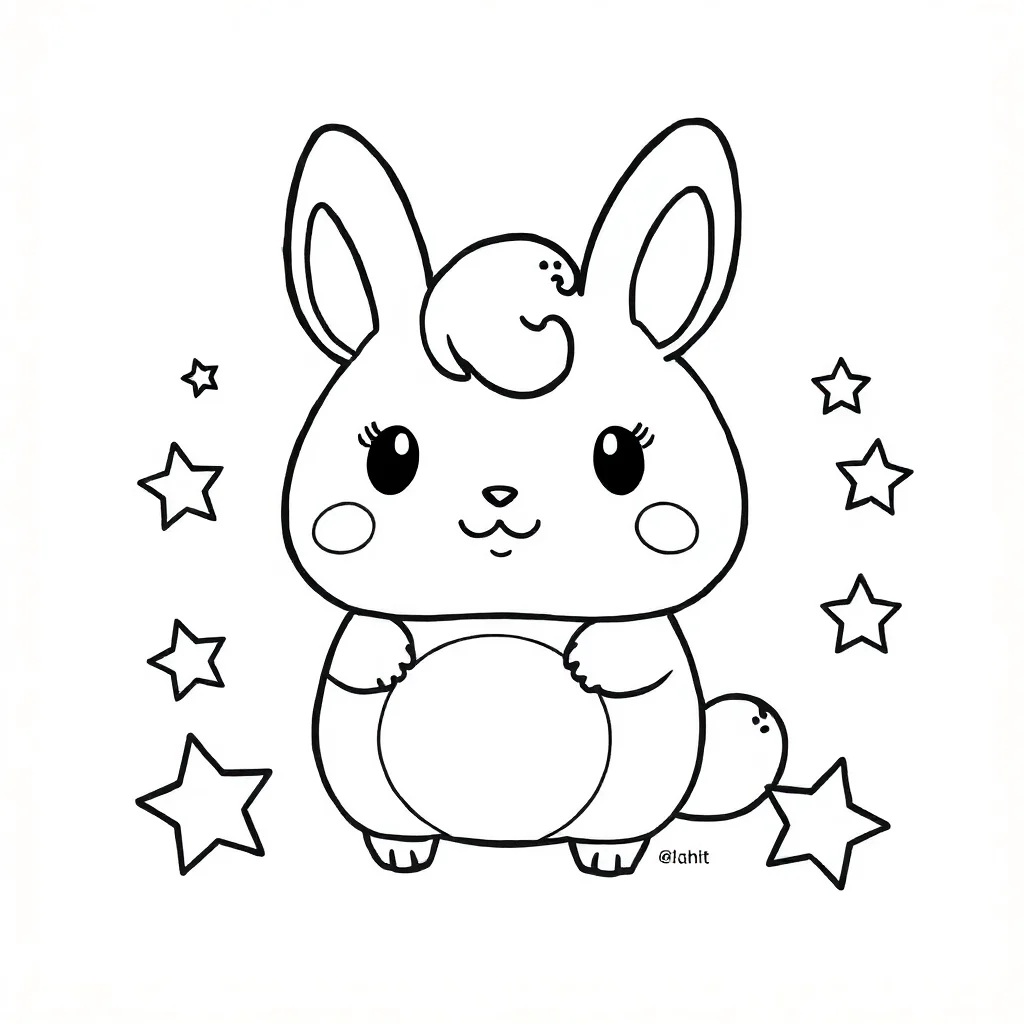 Cinnamoroll cinnamoroll with stars around it — easy cinnamoroll coloring page (ages 2–5)