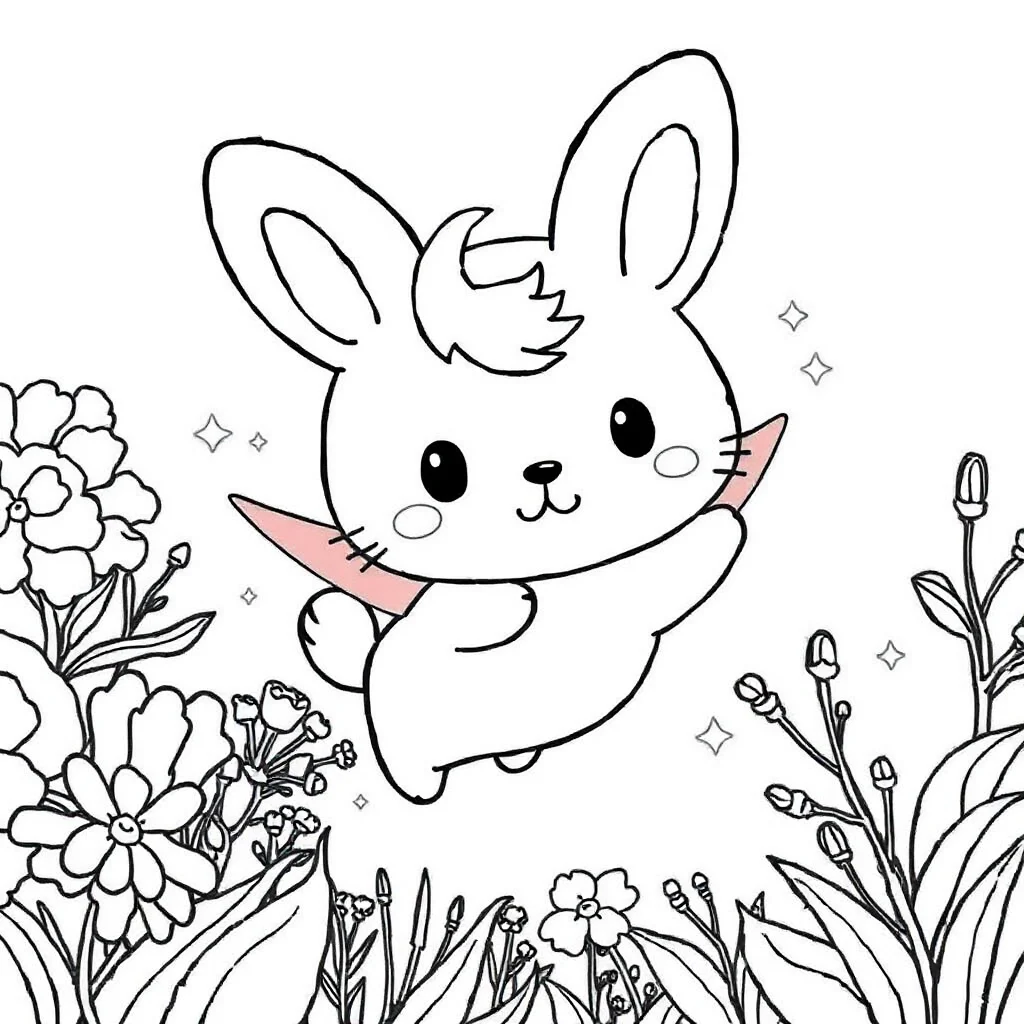 Cinnamoroll cute cinnamoroll sanrio puppy flying with big ears in a flow — classic cinnamoroll coloring page (ages 5–10)