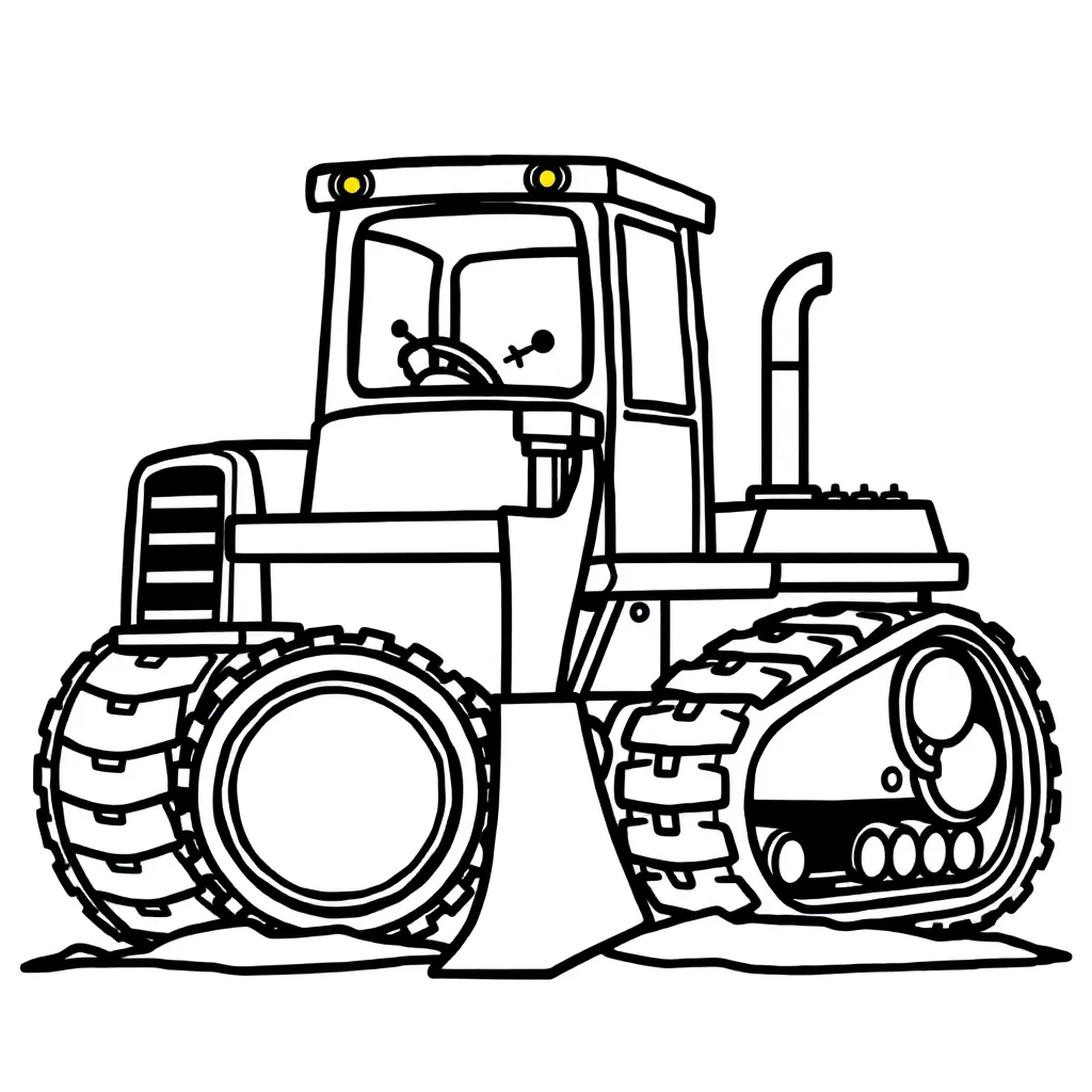 Construction a bulldozer — easy construction vehicles coloring page (ages 2–5)