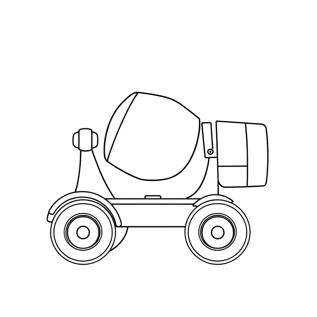 Construction a cement mixer — easy construction vehicles coloring page (ages 2–5)