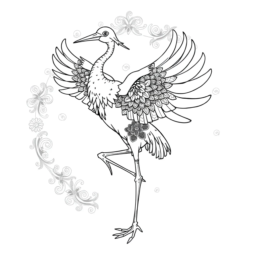 Construction a crane dancing — detailed construction vehicles coloring page (ages 9+ & adults)
