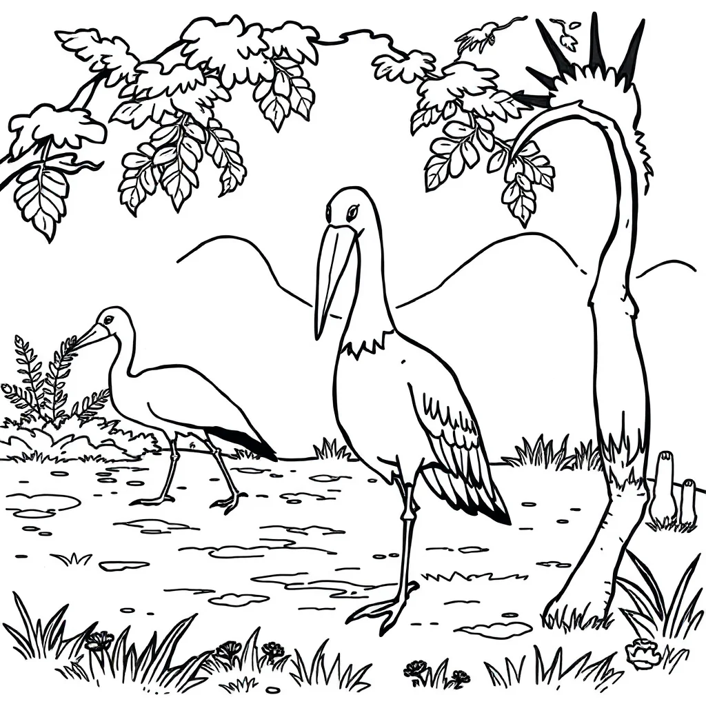 Construction a crane having a picnic — classic construction vehicles coloring page (ages 5–10)