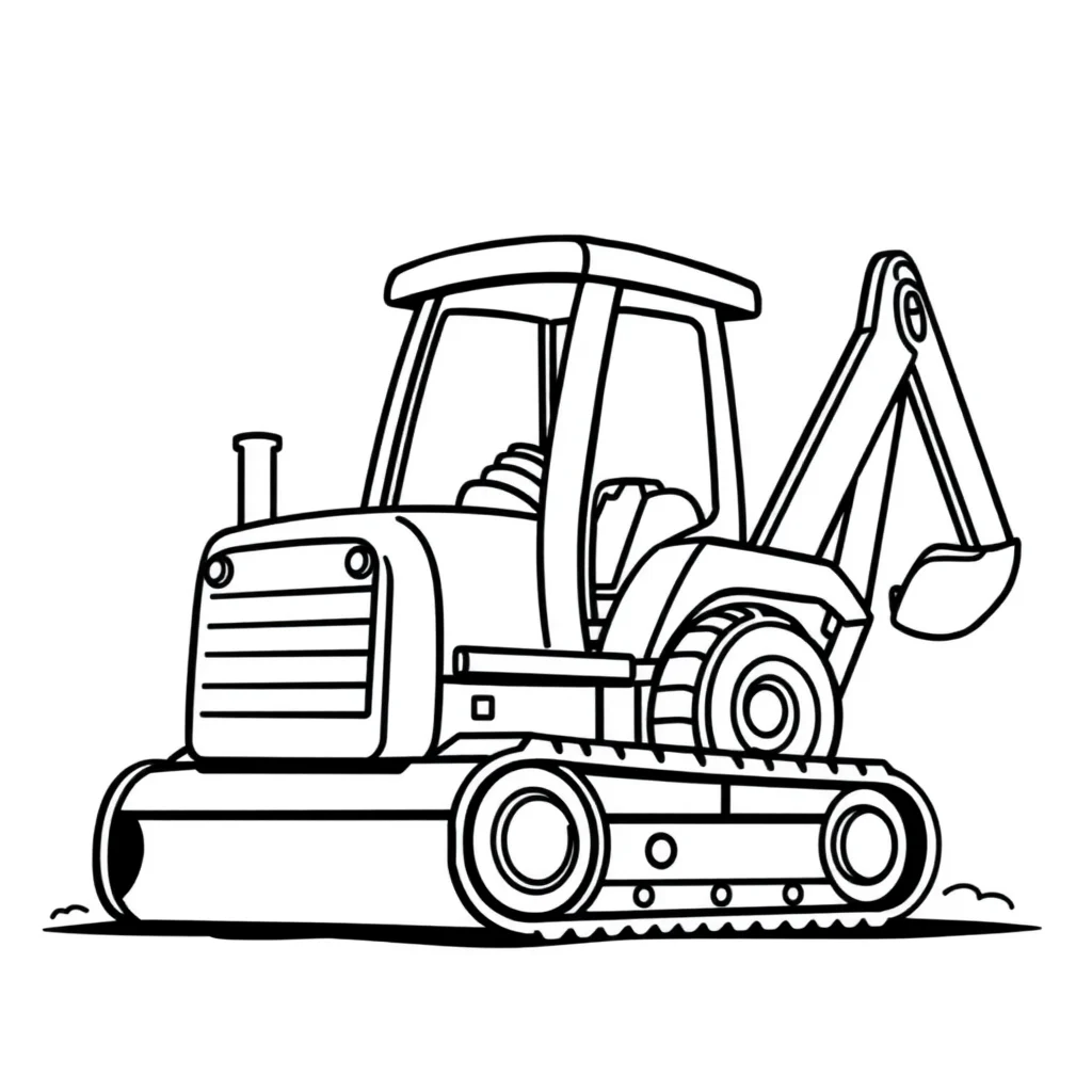 Construction a cute digger — easy construction vehicles coloring page (ages 2–5)