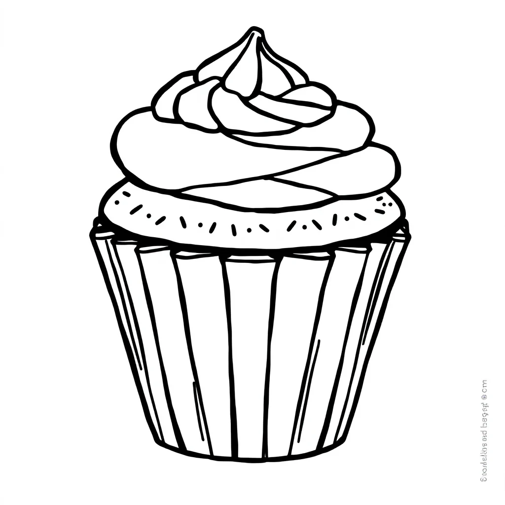 Cupcakes a cupcake with frosting — easy cupcakes coloring page (ages 2–5)