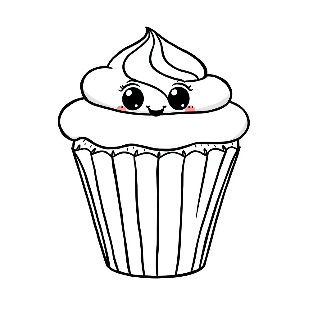Cupcakes a cute cupcake — easy cupcakes coloring page (ages 2–5)