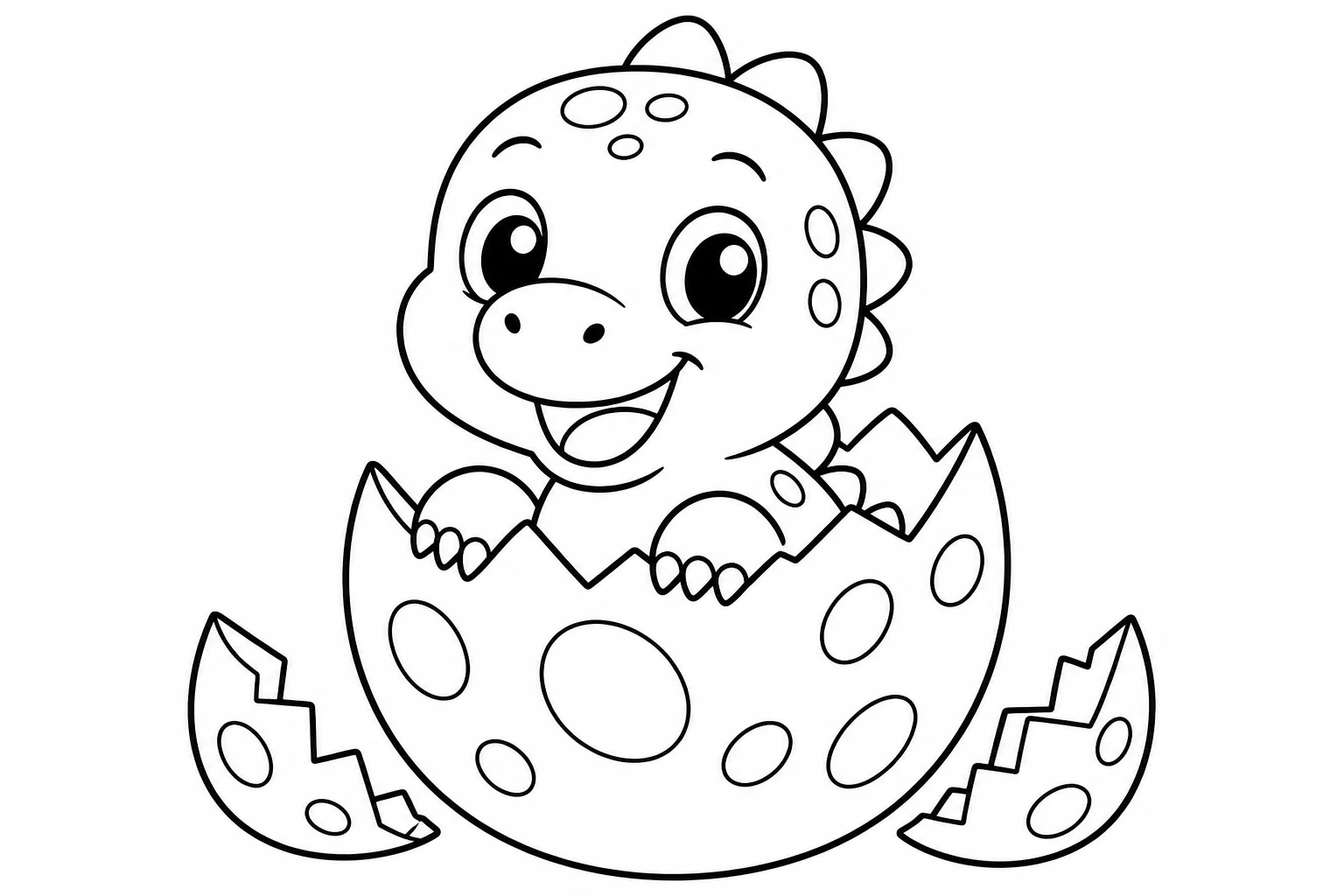 Dinosaurs baby hatching — easy dinosaurs coloring page (ages 2–5)