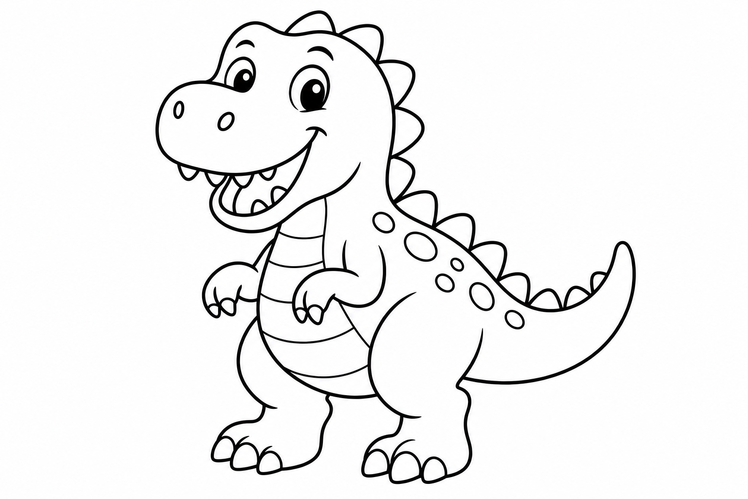 Dinosaurs friendly cartoon — easy dinosaurs coloring page (ages 2–5)