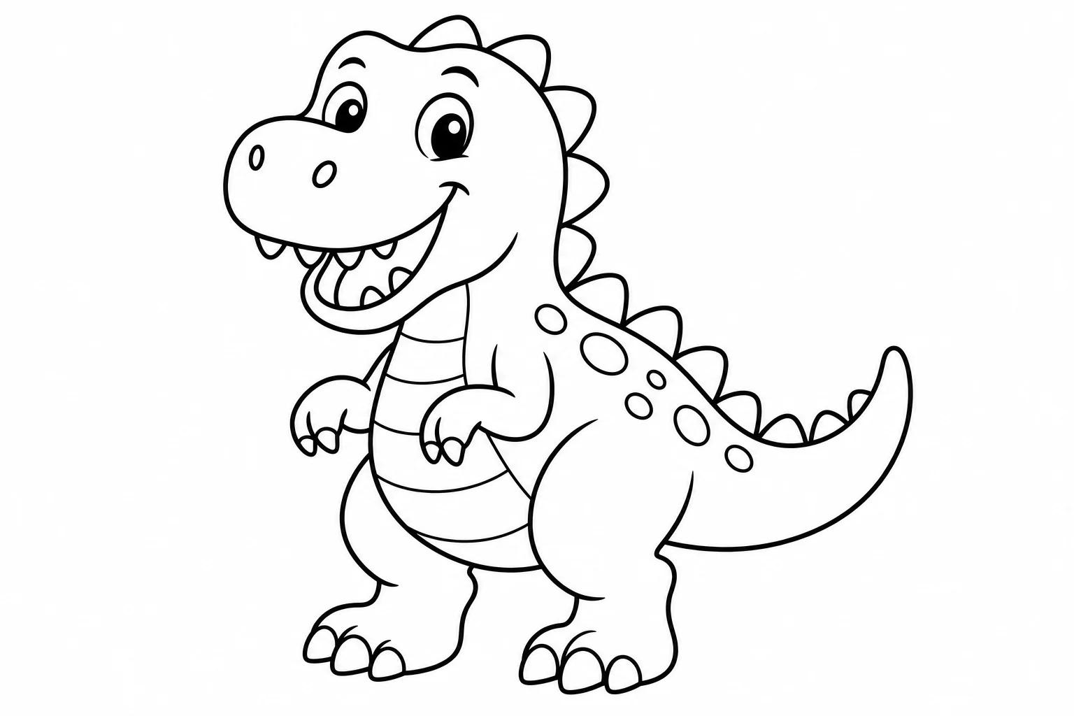 Dinosaurs friendly cartoon — easy dinosaurs coloring page (ages 2–5)