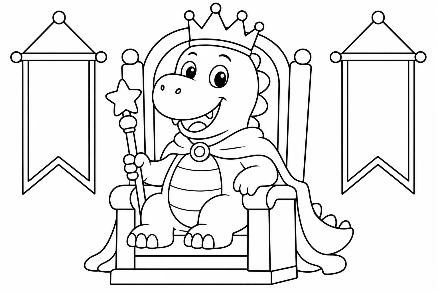 Dinosaurs king dino — classic dinosaurs coloring page (ages 5–10)
