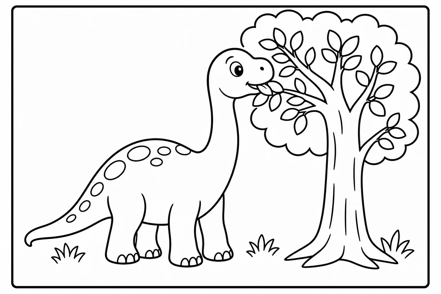 Dinosaurs long neck — easy dinosaurs coloring page (ages 2–5)