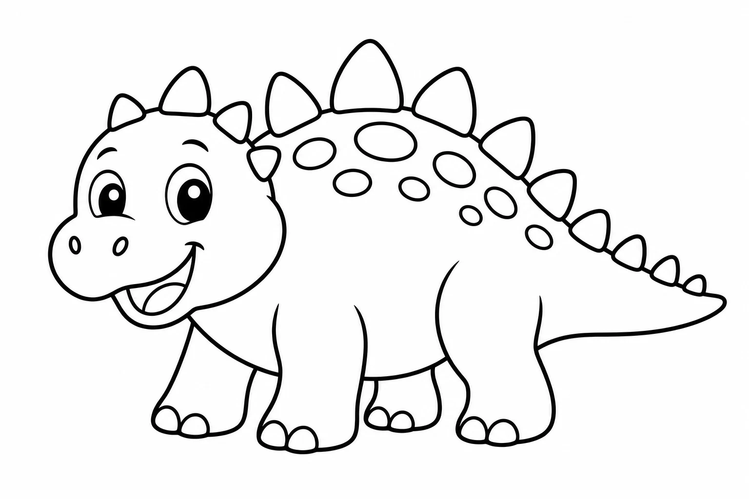 Dinosaurs spiky — easy dinosaurs coloring page (ages 2–5)