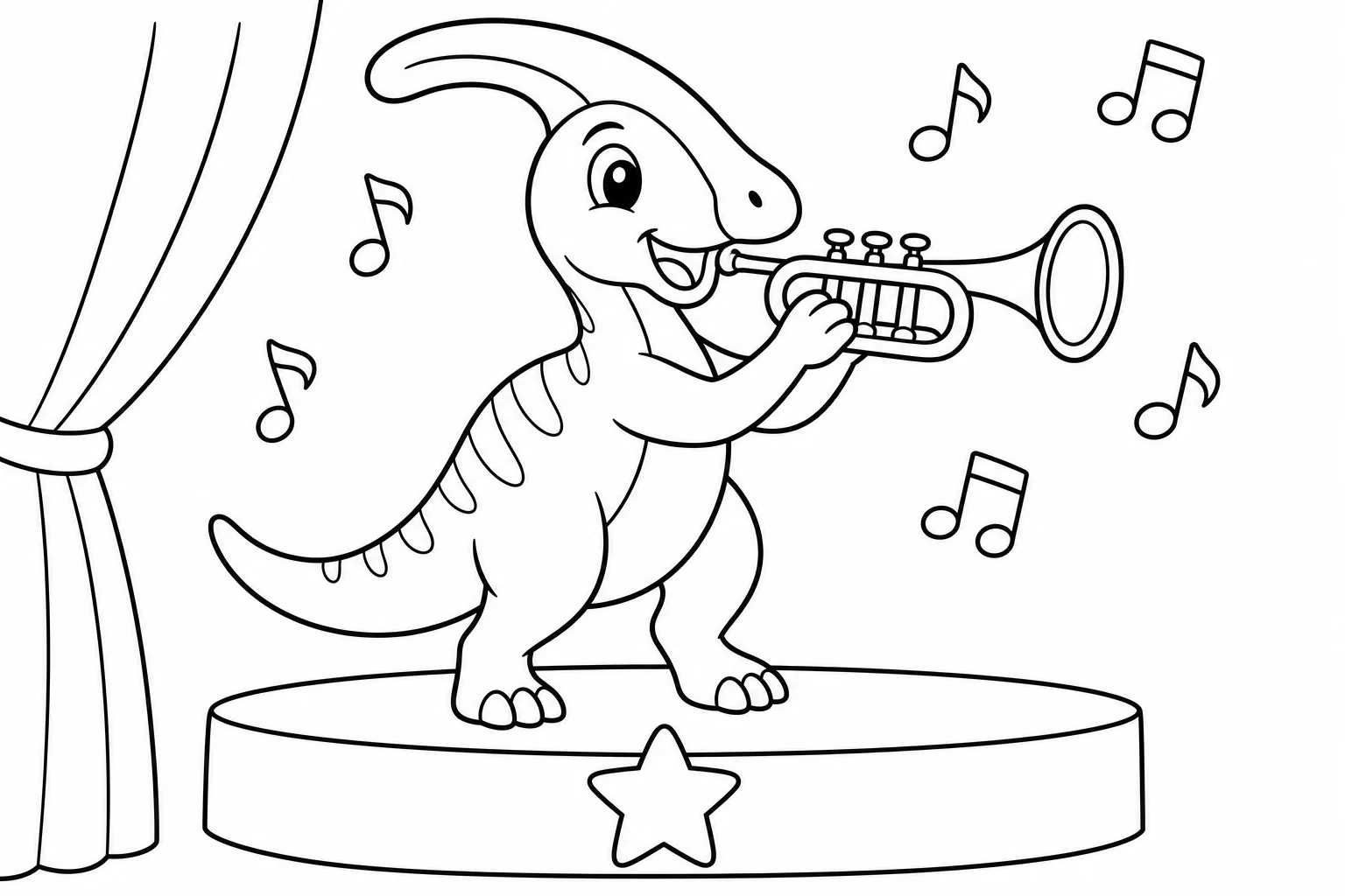 Dinosaurs trumpet dino — classic dinosaurs coloring page (ages 5–10)