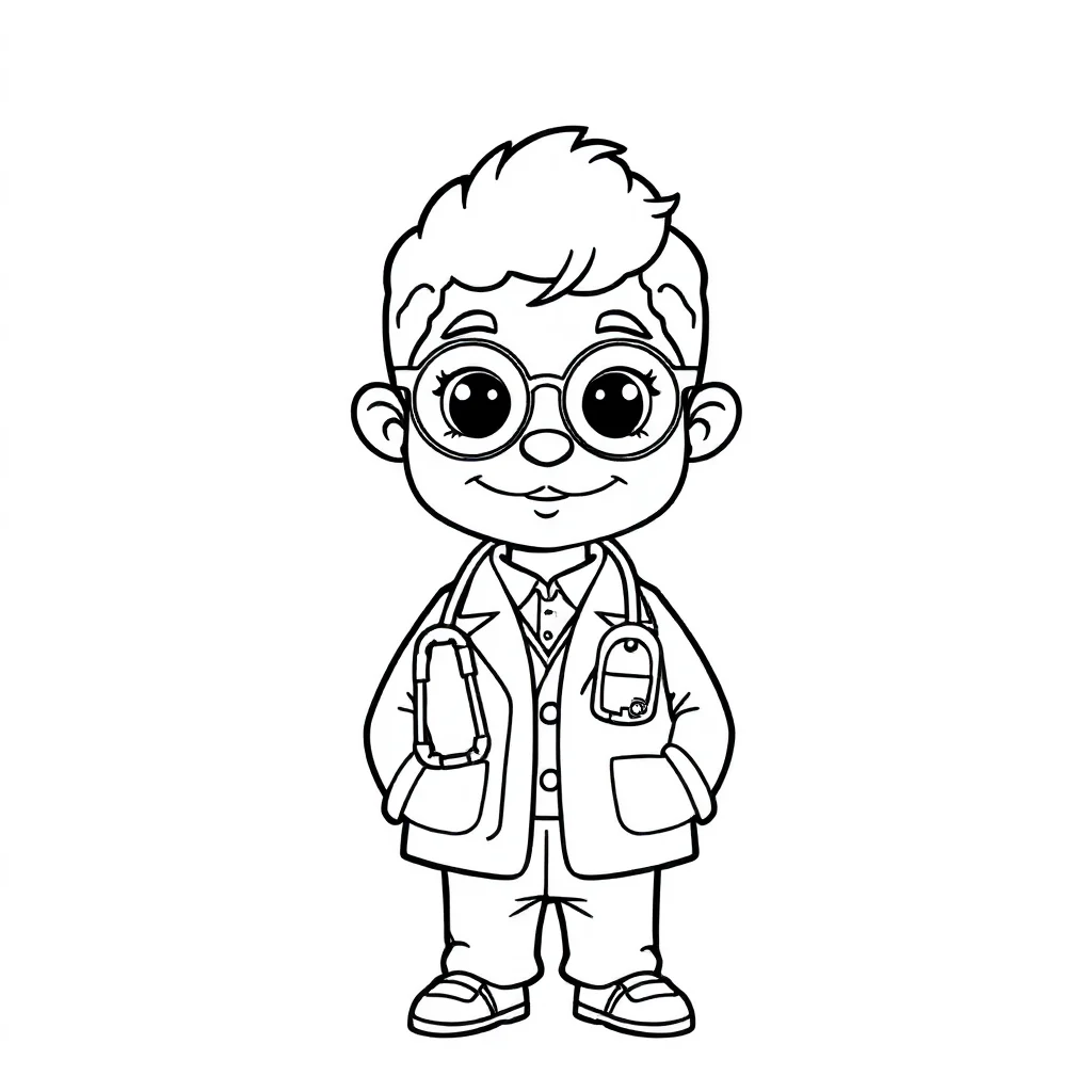 Doctors a cute doctor — easy doctors coloring page (ages 2–5)