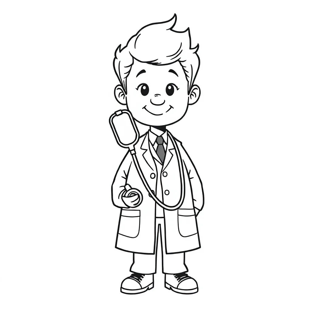 Doctors a doctor with a stethoscope — easy doctors coloring page (ages 2–5)