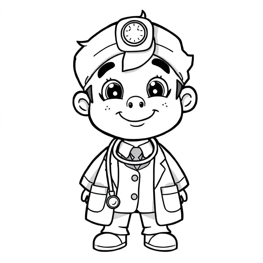 Doctors a friendly doctor — easy doctors coloring page (ages 2–5)
