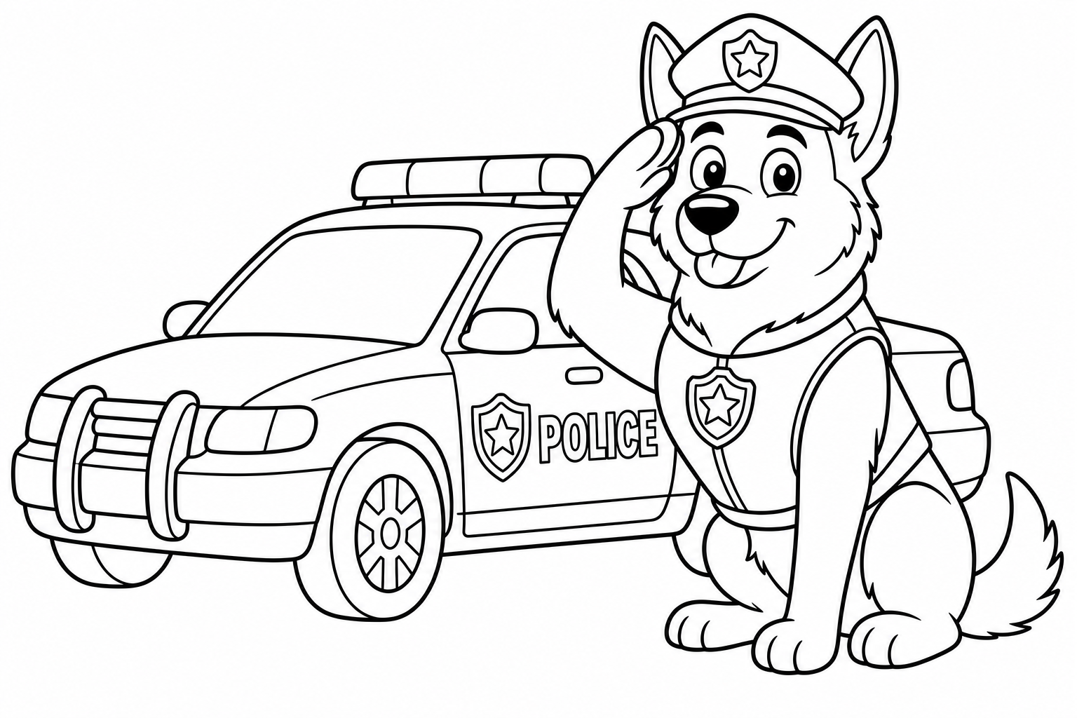 Dogs police dog — classic dogs coloring page (ages 5–10)