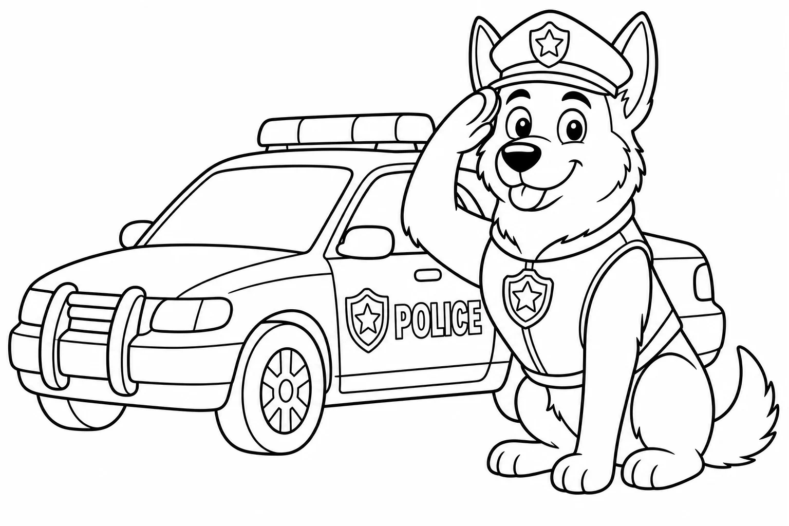 Dogs police dog — classic dogs coloring page (ages 5–10)