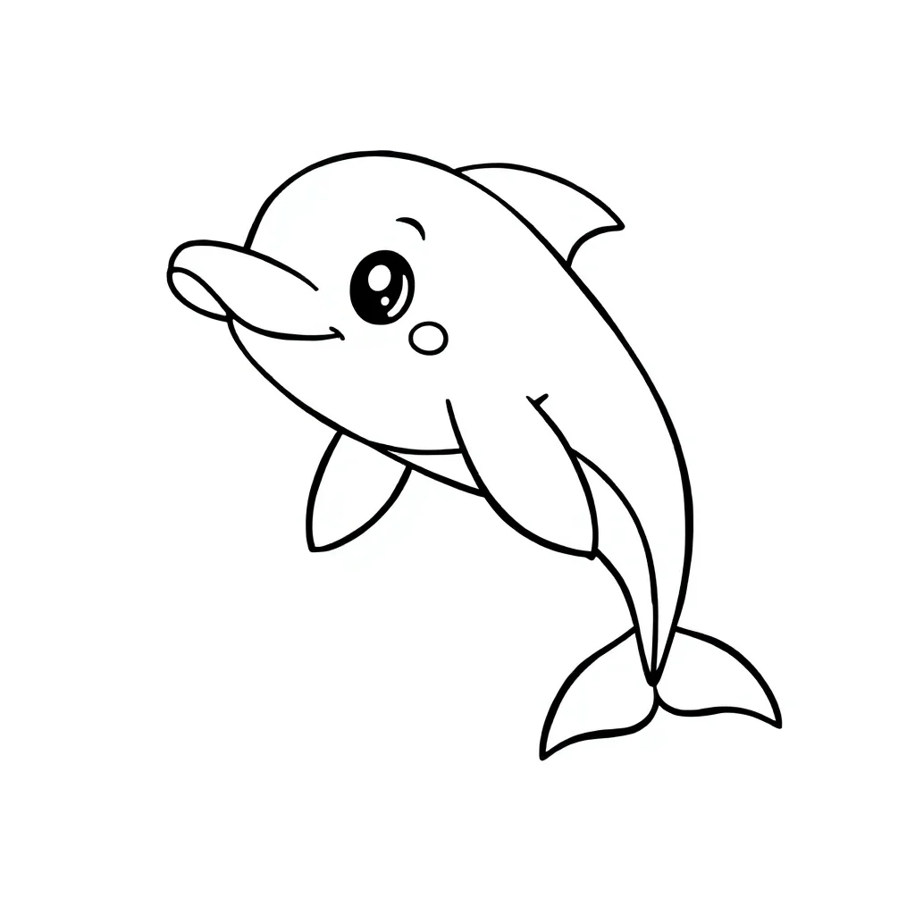 Dolphins a cute dolphin — easy dolphins coloring page (ages 2–5)