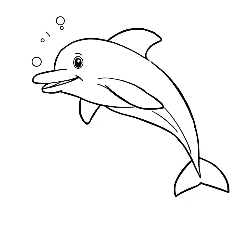 Dolphins a jumping dolphin running — easy dolphins coloring page (ages 2–5)