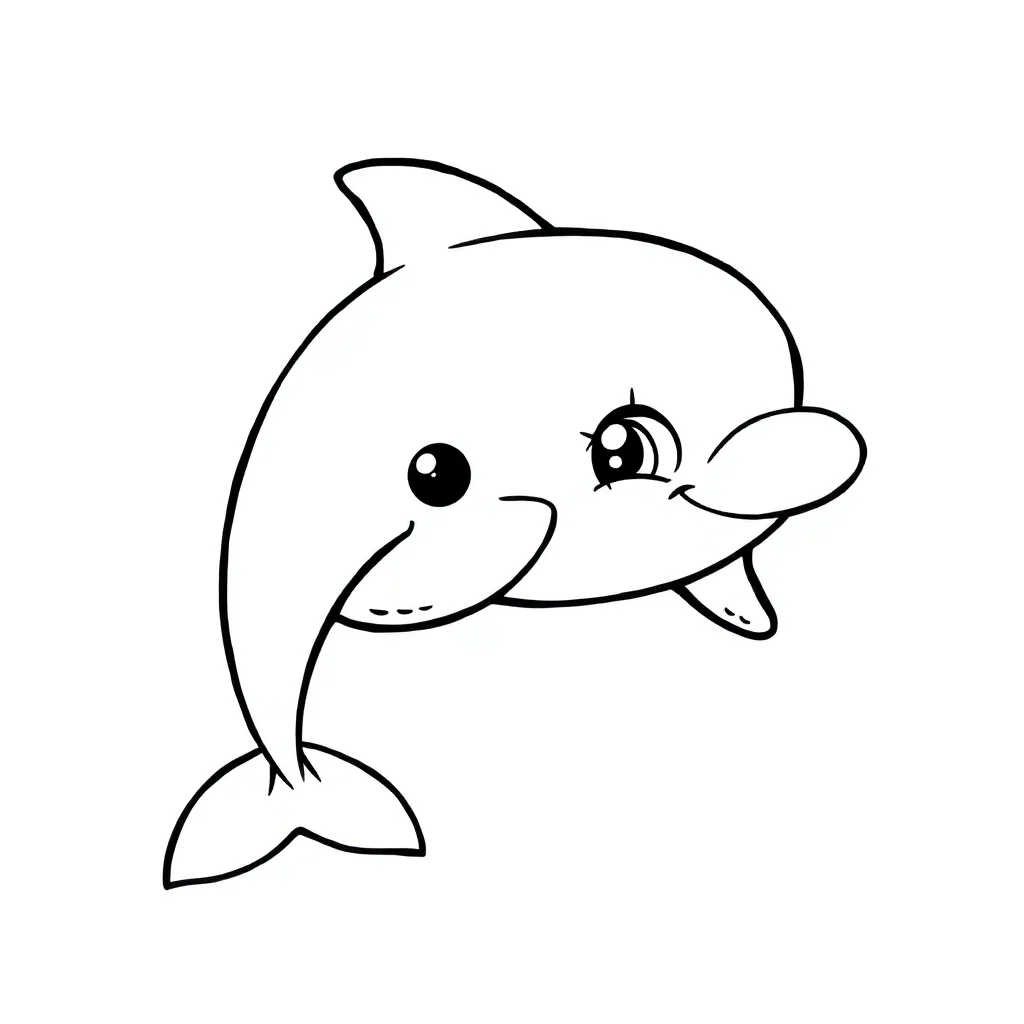 Dolphins a smiling dolphin — easy dolphins coloring page (ages 2–5)