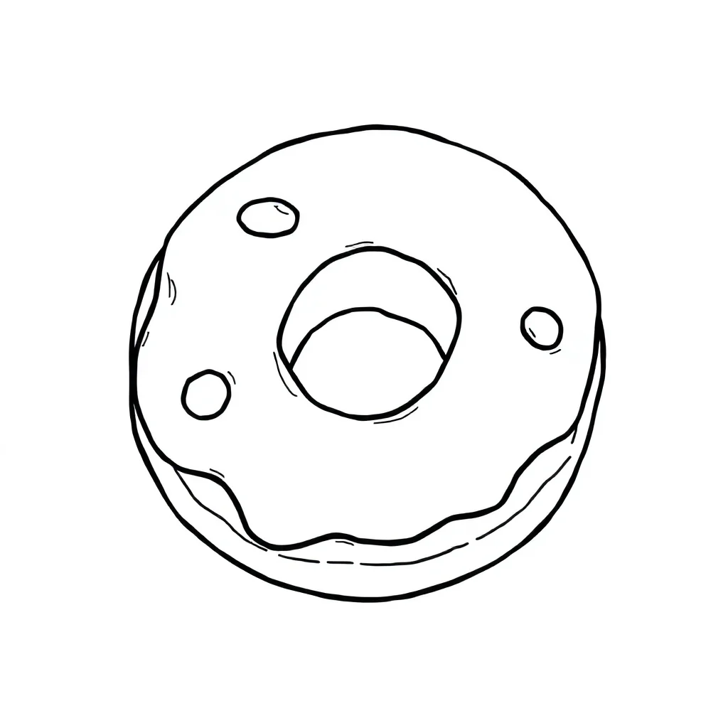 Donuts a glazed donut — easy donuts coloring page (ages 2–5)