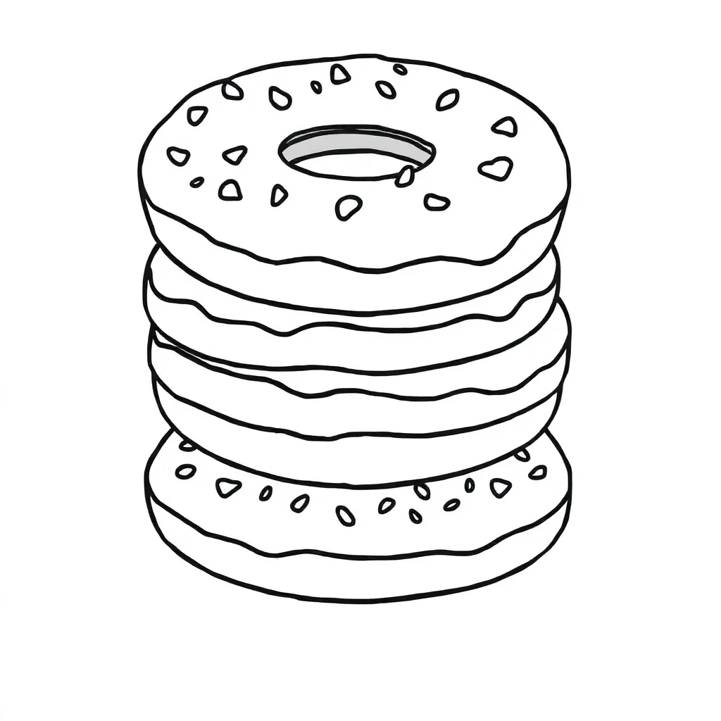 Donuts a stack of donuts — easy donuts coloring page (ages 2–5)